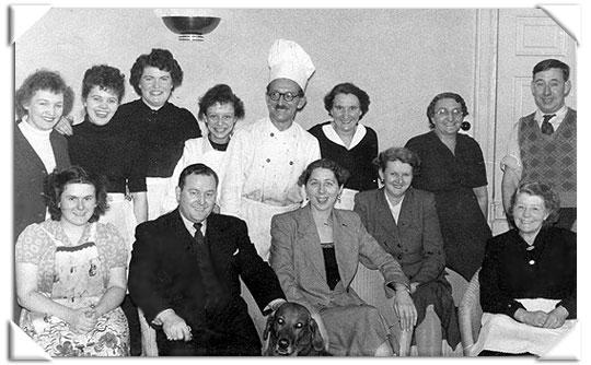 Staff at The Bridge Hotel, Christmas 1953.