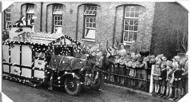 Father Christmas visits the Wharf Street School, Sutton Bridge, in the fifties