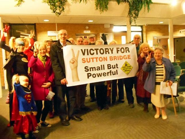 Campaigners against the building of the Sutton Bridge gasifier/incinerator celebrating in the foyer of the Council Offices after the decision by SHDC to reject the planning application.